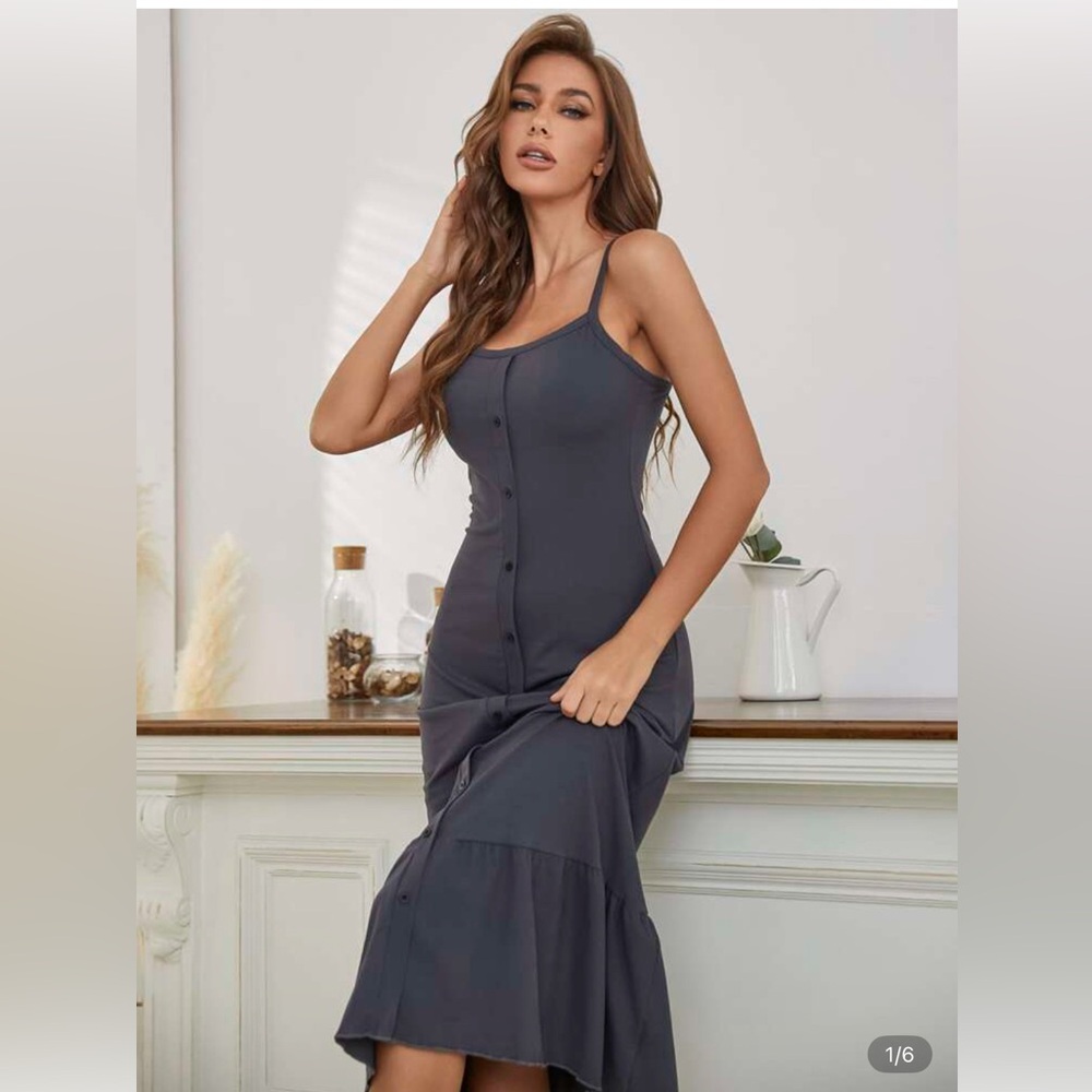 Gray spaghetti strap lounge Dress